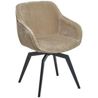 ARMLEHNSTUHL  Sitzfläche 360° drehbar, inklusive Armlehnen Cord  - Hellbraun/Schwarz, Modern, Textil/Metall (60/84/64cm) - Livetastic