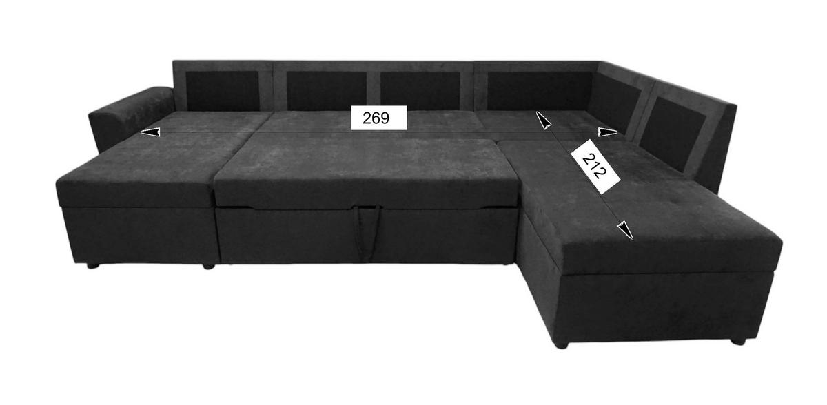 WOHNLANDSCHAFT TERMOLI Hellblau Cord  - Schwarz/Hellblau, Design, Kunststoff/Textil (155/297/212cm) - MID.YOU