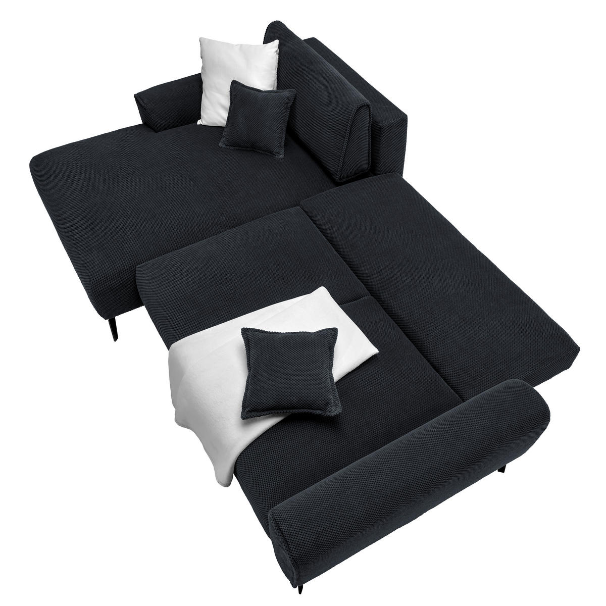 ECKSOFA in Webstoff Anthrazit  - Anthrazit/Schwarz, Design, Textil/Metall (170/272cm) - Welnova