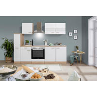 KÜCHENBLOCK 240 cm   in Weiß  - Edelstahlfarben/Eichefarben, Basics, Holzwerkstoff/Metall (240cm) - Respekta