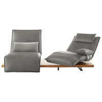 2-SITZER-SOFA in Echtleder Hellgrau  - Eichefarben/Hellgrau, Natur, Leder/Holz (240/63/115cm) - Koinor