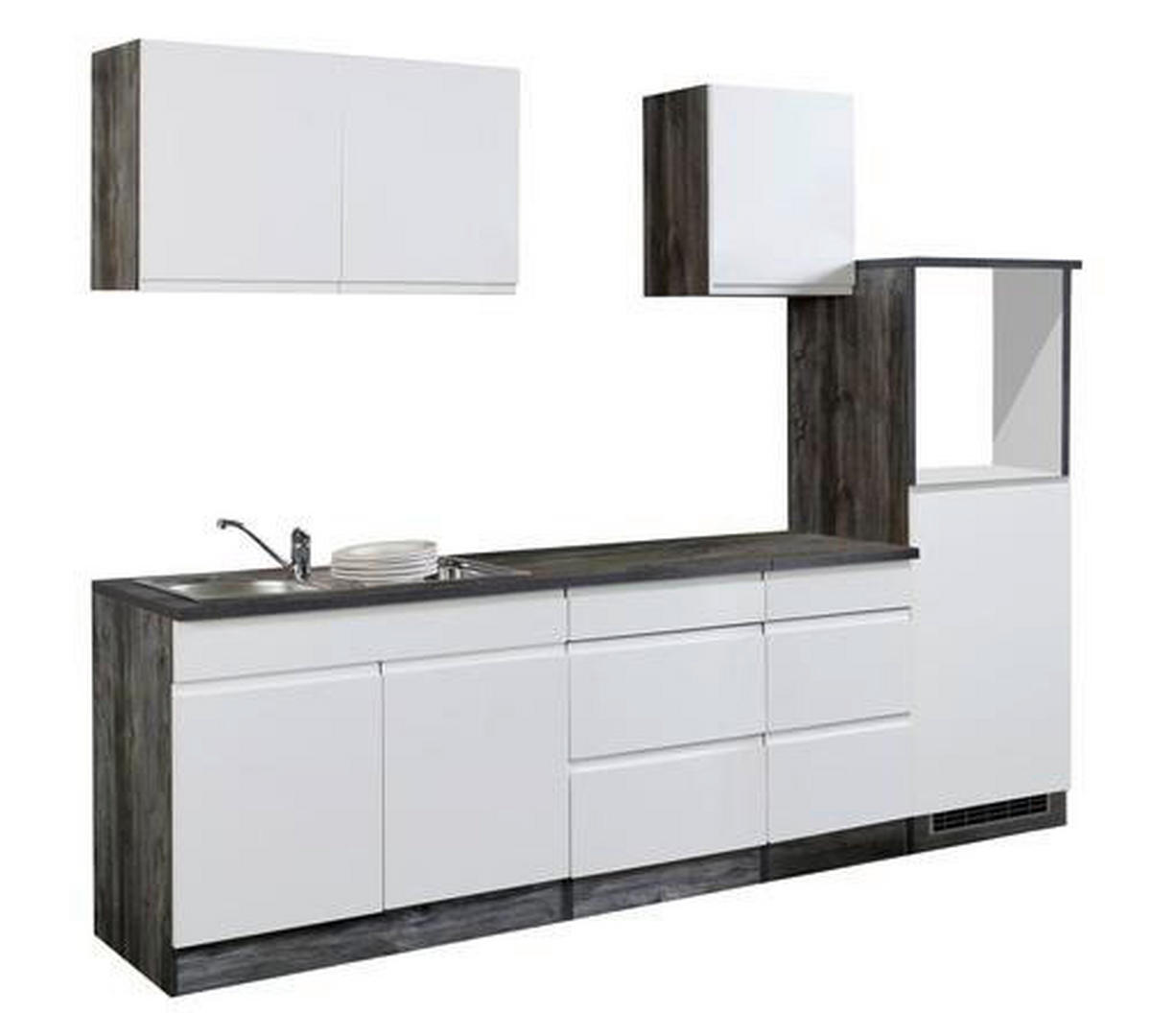 KÜCHENLEERBLOCK 270 cm   in Grau, Weiss Hochglanz  - Weiss Hochglanz/Weiss, Basics, Holzwerkstoff (270cm) - Held