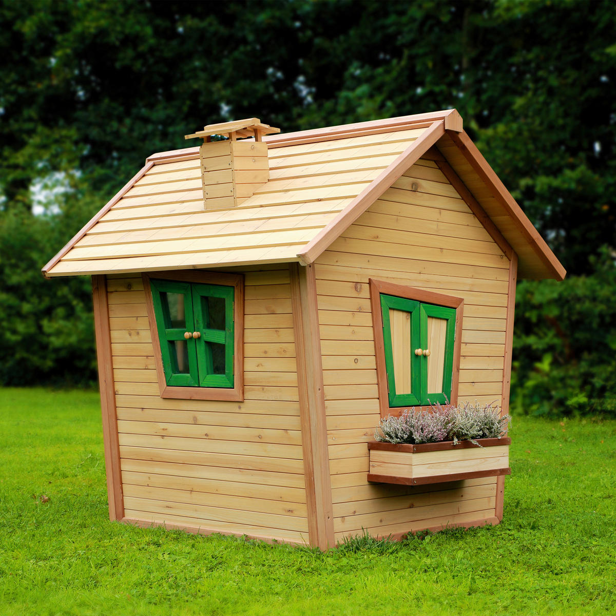 SPIELHAUS 144/146/157 cm  - Braun/Grün, KONVENTIONELL, Holz (144/146/157cm) - Ambia Garden