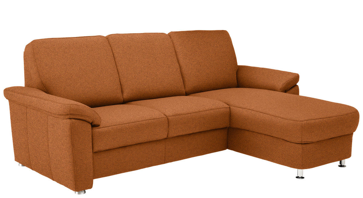 ECKSOFA in Flachgewebe Cognac  - Chromfarben/Cognac, Konventionell, Textil/Metall (250/163cm) - Beldomo System