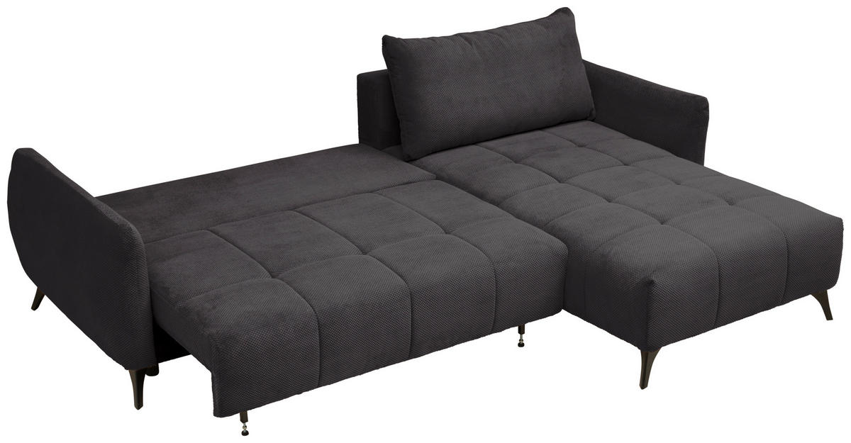 HÖRNSOFFA i struktur, plysch antracit  - svart/antracit, Design, metall/textil (287/197cm) - Livetastic