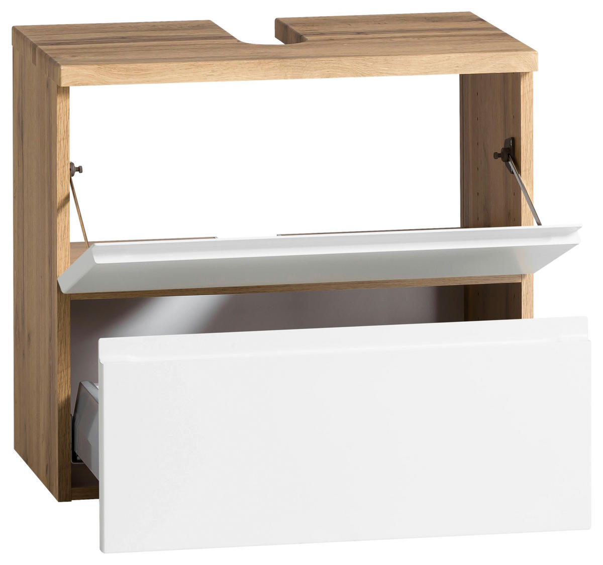 WASCHBECKENUNTERSCHRANK 60/59/35 cm  - Eiche Wotan/Weiß, MODERN, Holzwerkstoff (60/59/35cm) - Held
