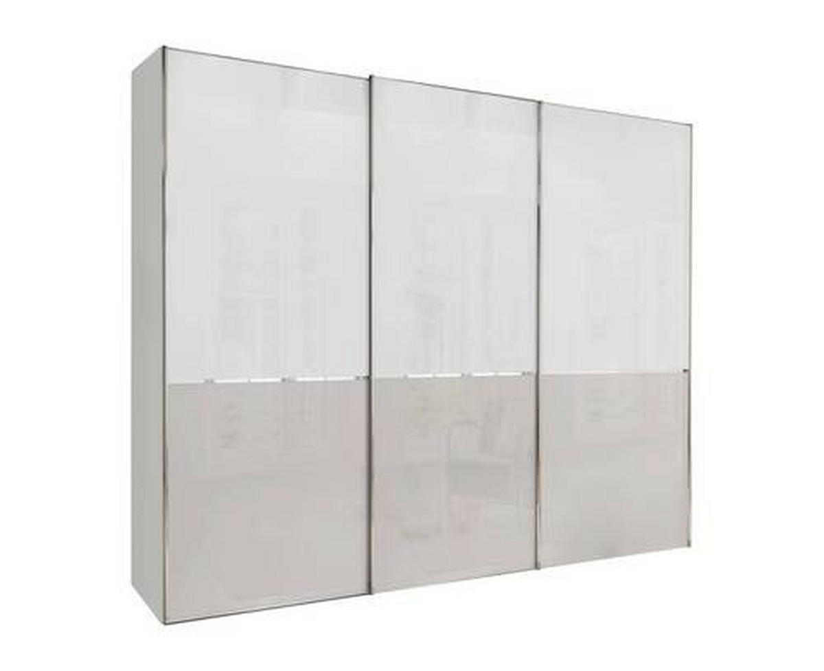 FÜGGESZTETT TOLÓAJTÓS SZEKRÉN szürke, fehér  - króm/fehér, Konventionell, faalapú anyag/Üveg (250/236/67cm) - Novel
