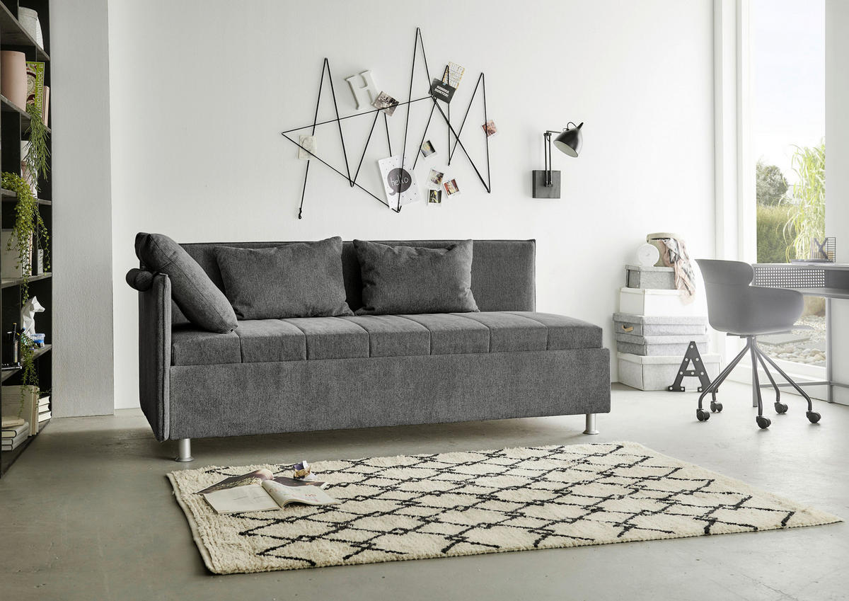 POLSTERLIEGE Flachgewebe Anthrazit  - Anthrazit/Alufarben, KONVENTIONELL, Holz/Holzwerkstoff (100/200cm) - Beldomo - Sleep