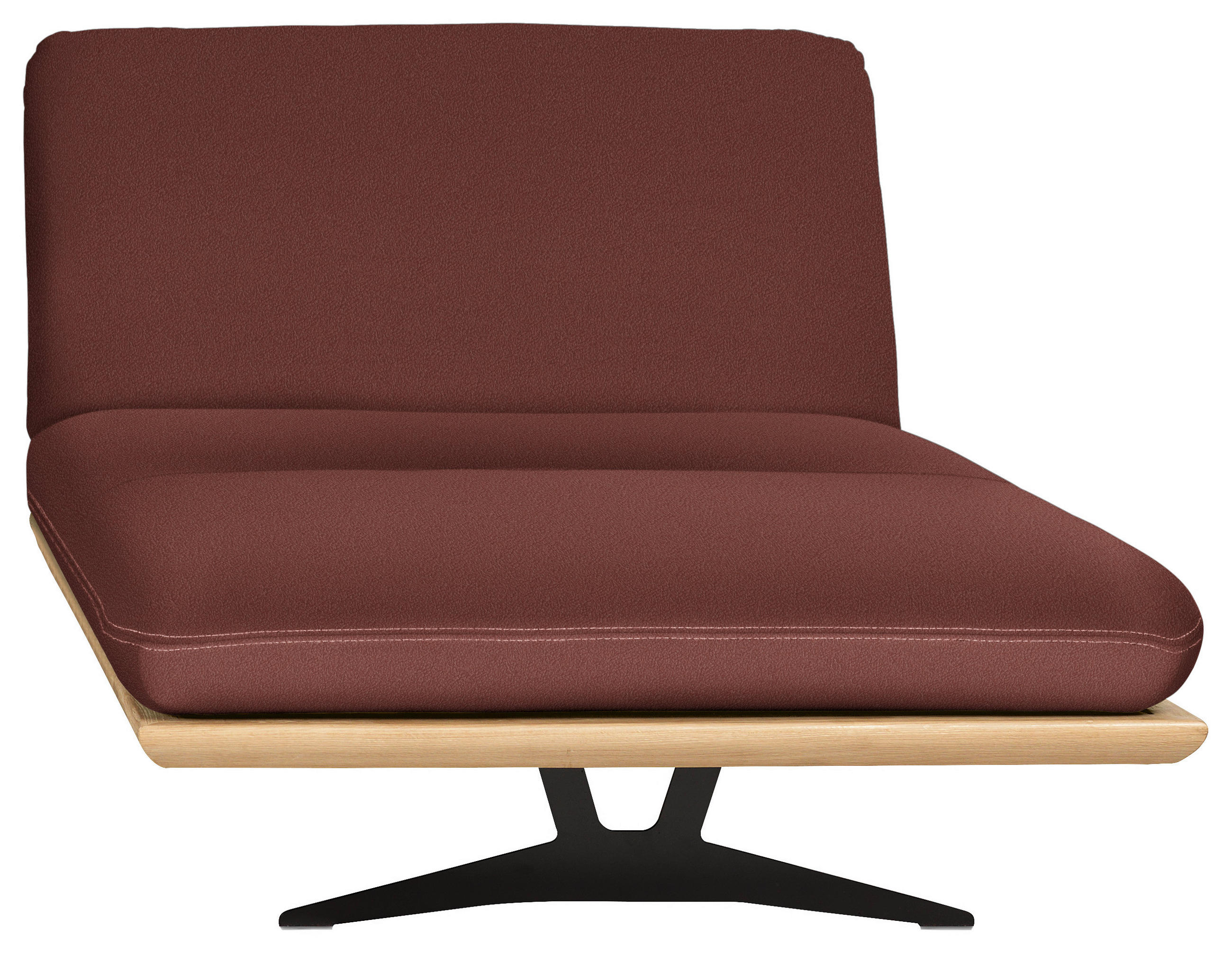 OTTOMANE Dunkelrot Echtleder  - Beige/Schwarz, Design, Leder/Holz (114/92/165-218cm) - Dieter Knoll