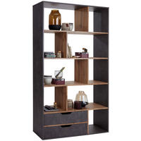 SOBNA PREGRADA 110/185/32 cm siva, barve hrasta  - siva/barve hrasta, Moderno, leseni material (110/185/32cm) - Carryhome