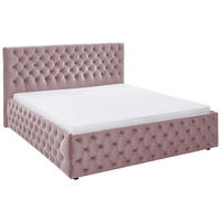 POLSTERBETT 140/200 cm,  in Flieder, gepolstertes Kopfteil,  - Flieder/Schwarz, KONVENTIONELL, Kunststoff/Textil (140/200cm) - home24