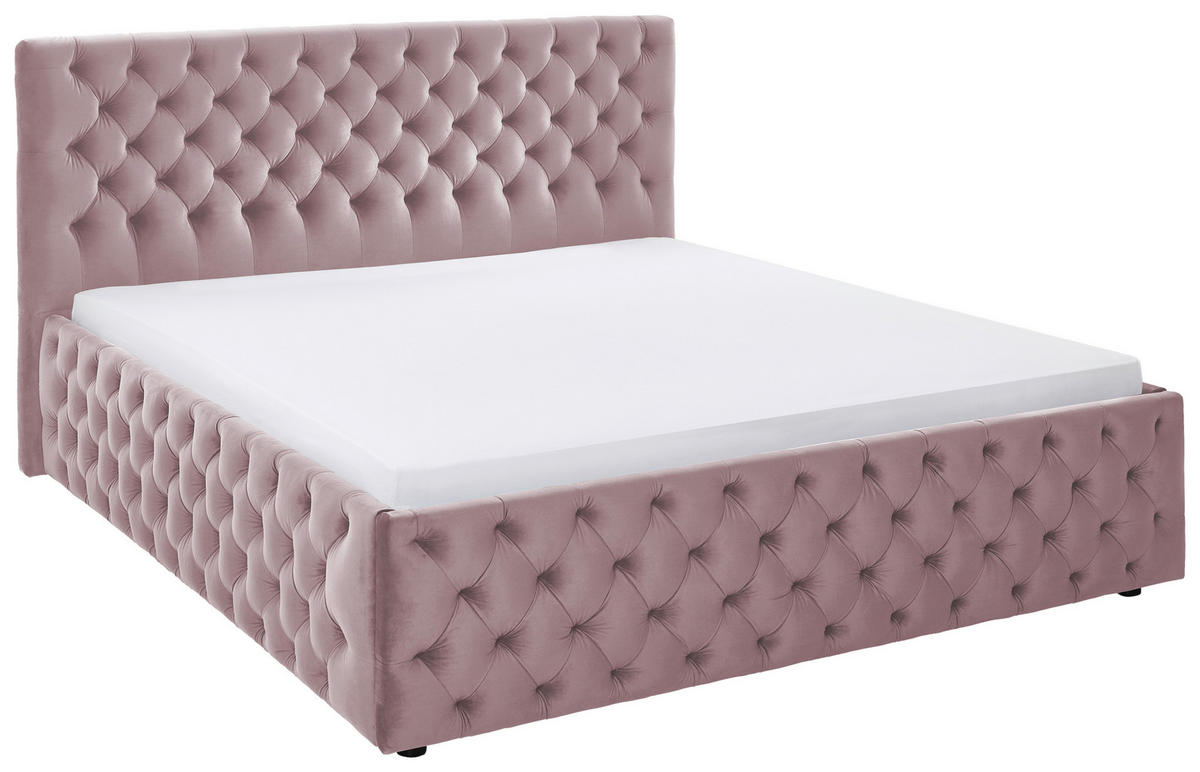 POLSTERBETT 140/200 cm,  in Flieder, gepolstertes Kopfteil,  - Flieder/Schwarz, KONVENTIONELL, Kunststoff/Textil (140/200cm) - home24