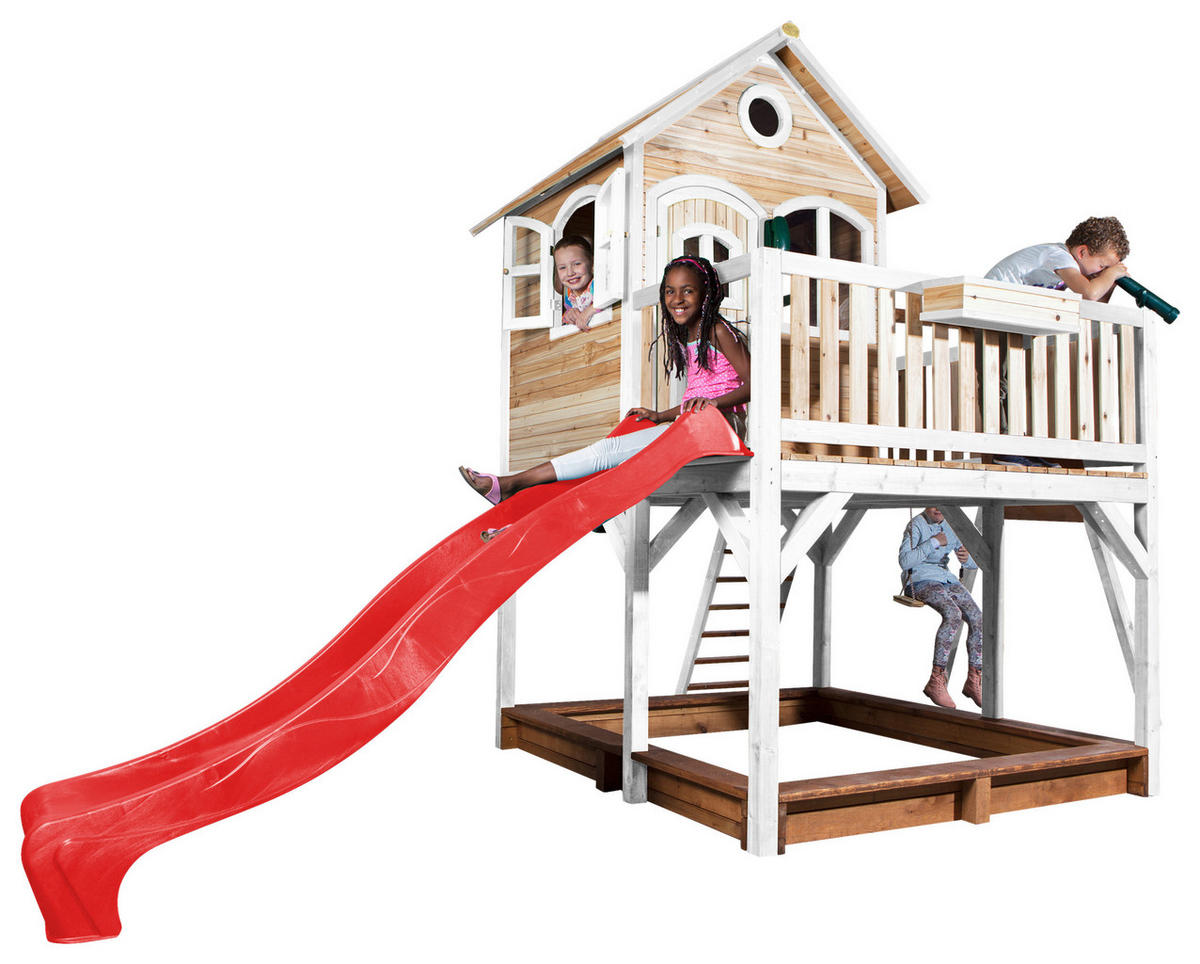 SPIELTURM 541/291/277 cm  - Rot/Braun, KONVENTIONELL, Holz/Kunststoff (541/291/277cm) - Ambia Garden