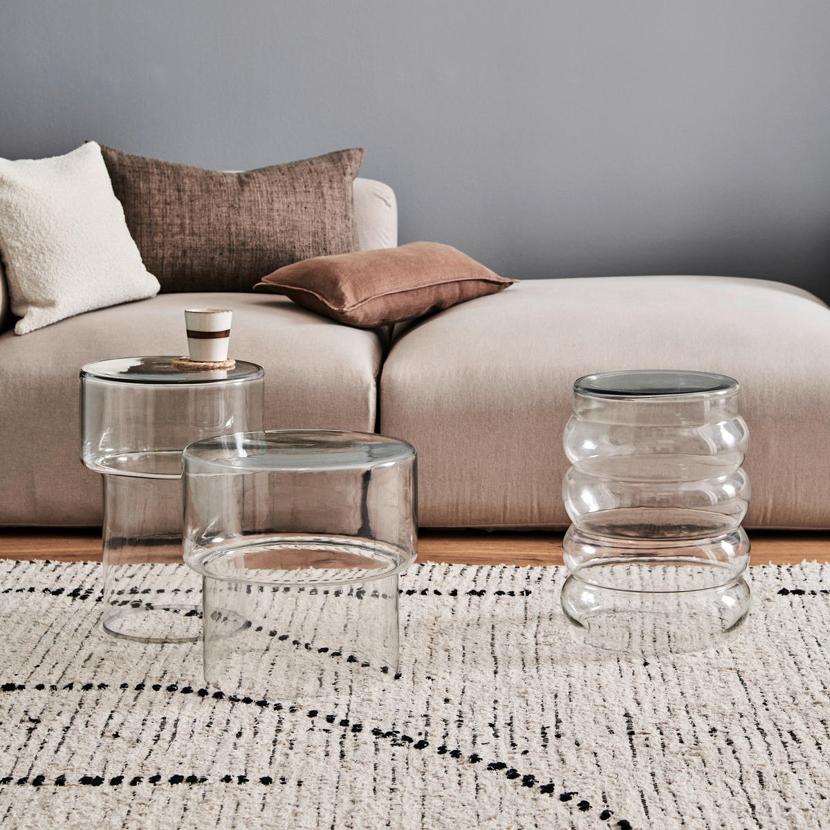 BEISTELLTISCH 39/39/42 cm Transparent rund  - Transparent, Design, Glas (39/39/42cm) - Livetastic