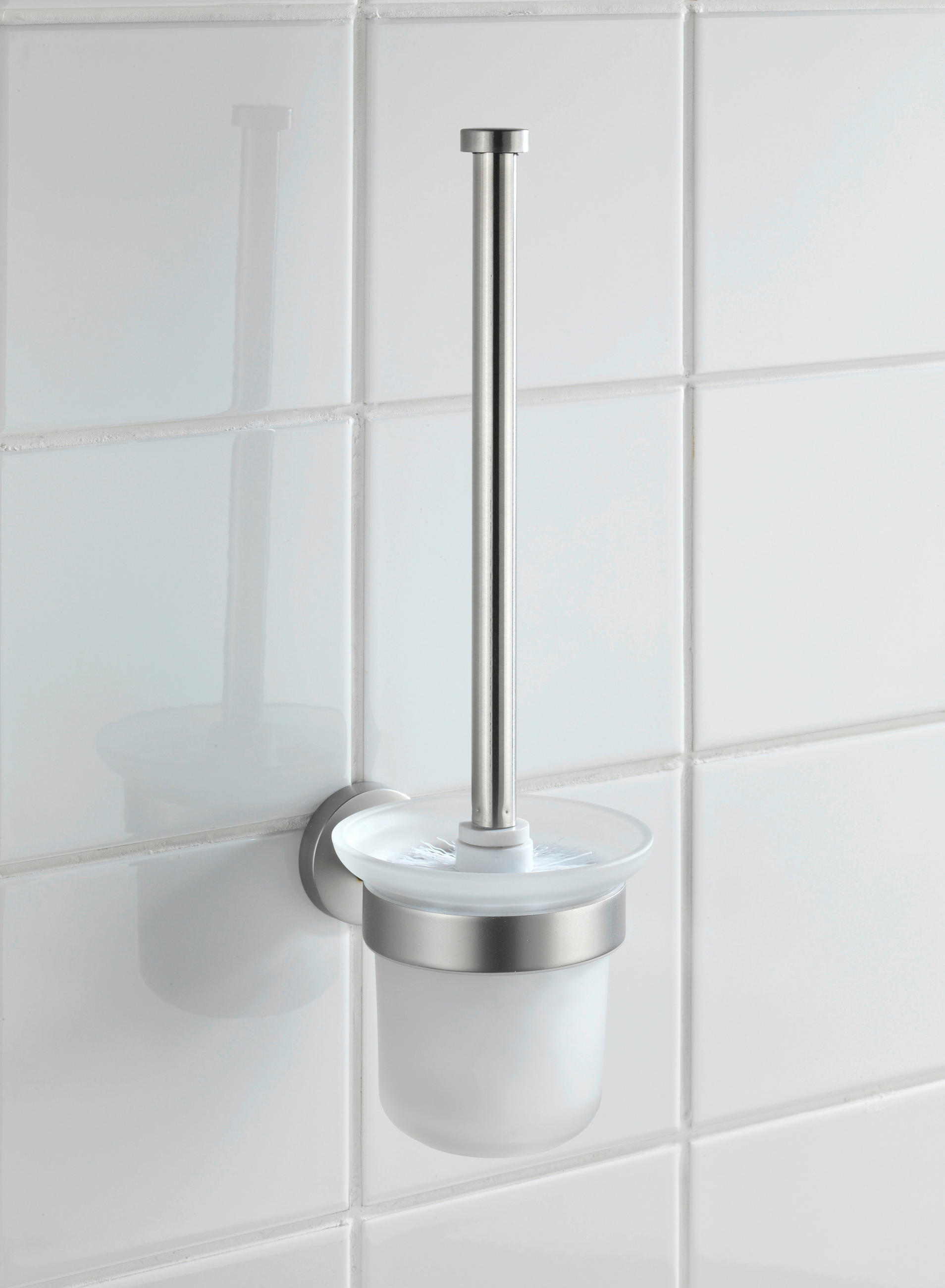 WC-BÜRSTENGARNITUR - Edelstahlfarben/Transparent, Basics, Glas/Metall (10/35/14cm) - Wenko