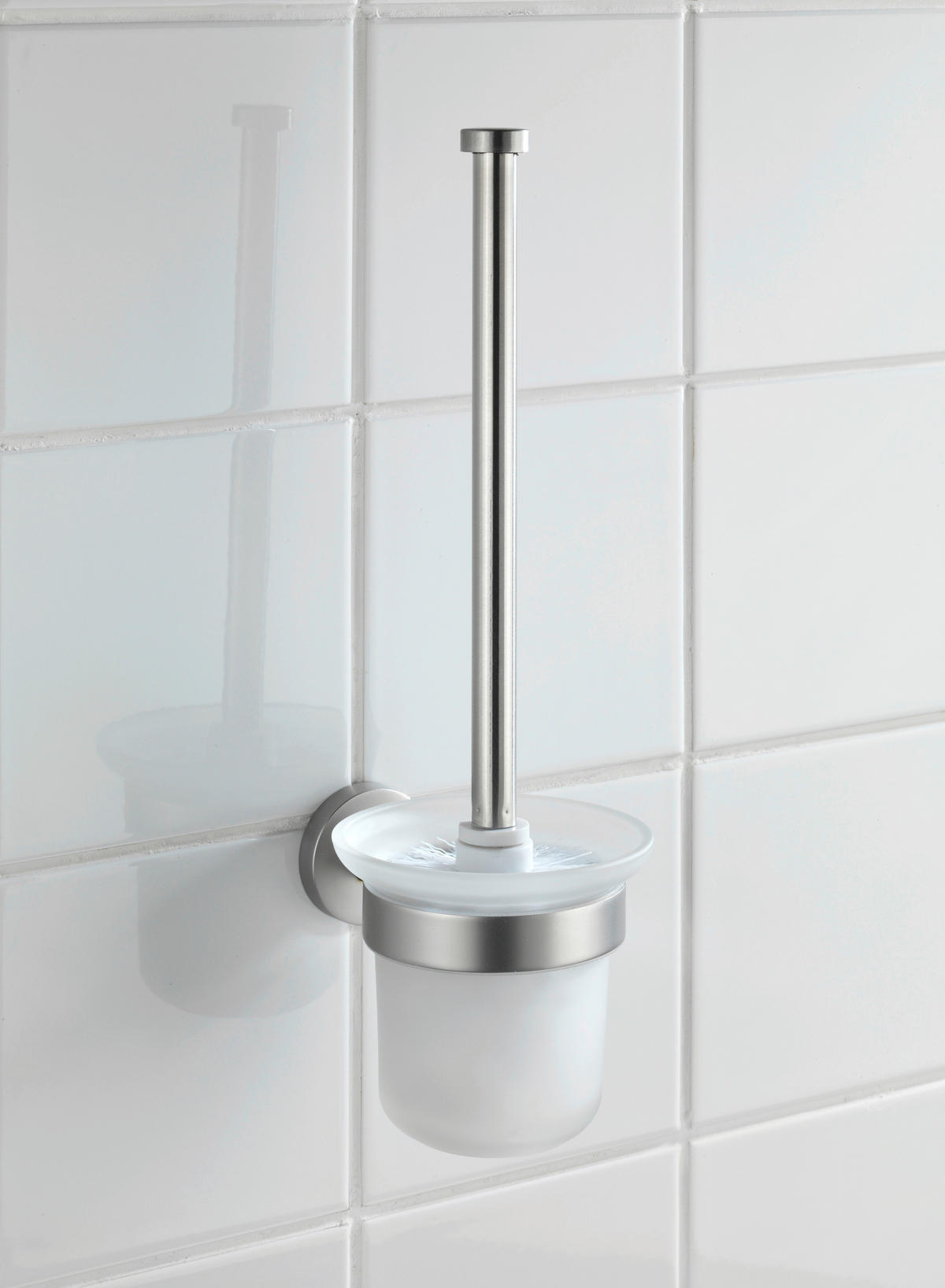 WC-BÜRSTENGARNITUR - Edelstahlfarben/Transparent, Basics, Glas/Metall (10/35/14cm) - Wenko