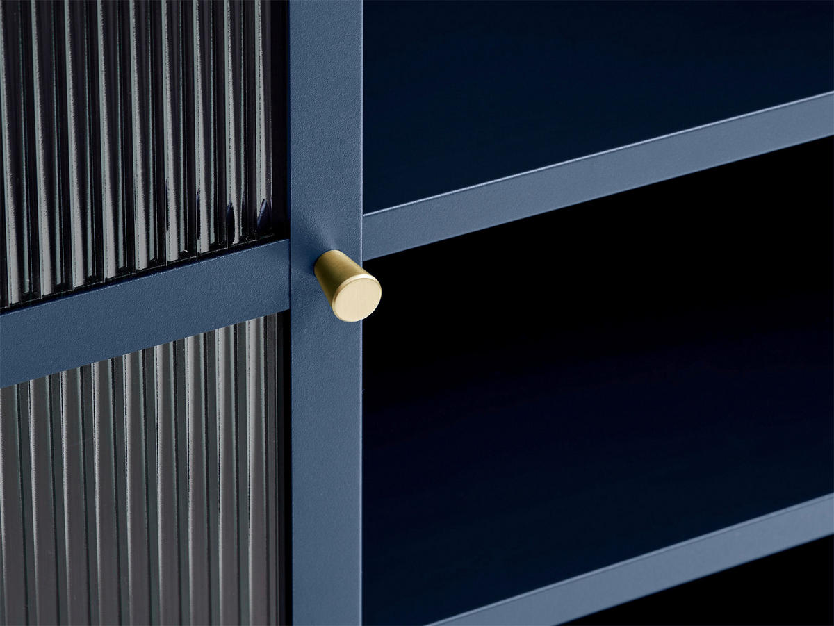 HIGHBOARD Goldfarben, Dunkelblau  110/140/40 cm  - Goldfarben/Dunkelblau, Design, Glas/Metall (110/140/40cm) - Lomoco