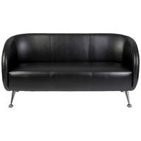 3-SITZER-SOFA in Lederlook Schwarz  - Chromfarben/Schwarz, MODERN, Textil/Metall (168/85/58cm) - MID.YOU