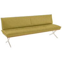 SITZBANK in Holz, Metall, Leder Edelstahlfarben, Hellgrün  - Edelstahlfarben/Hellgrün, Design, Leder/Holz (214/88/66cm) - Koinor