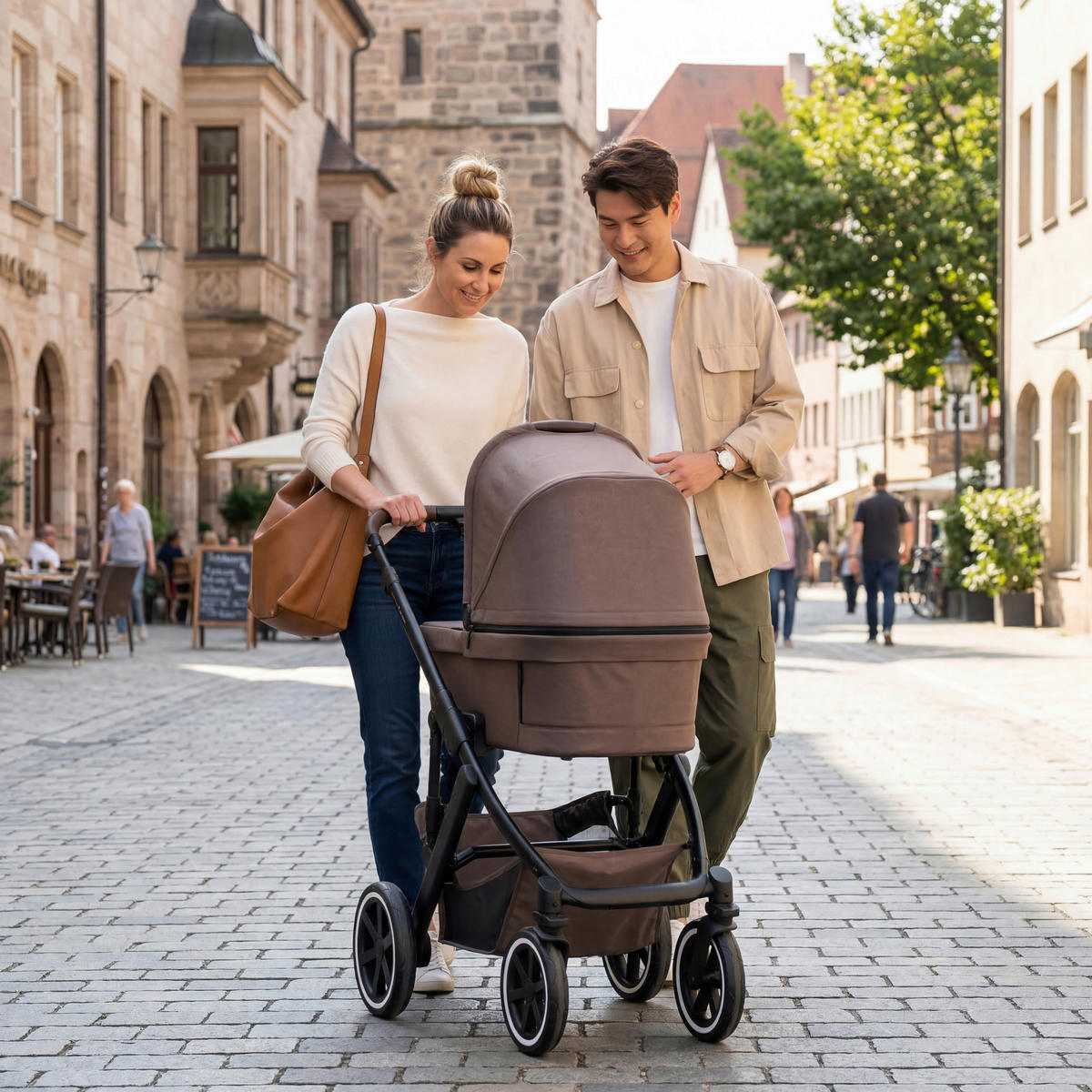 KINDERWAGENSET Salsa 5 Air Starter Set  - Graubraun/Schwarz, Basics, Textil/Metall (95.5/63/107,5cm) - ABC Design