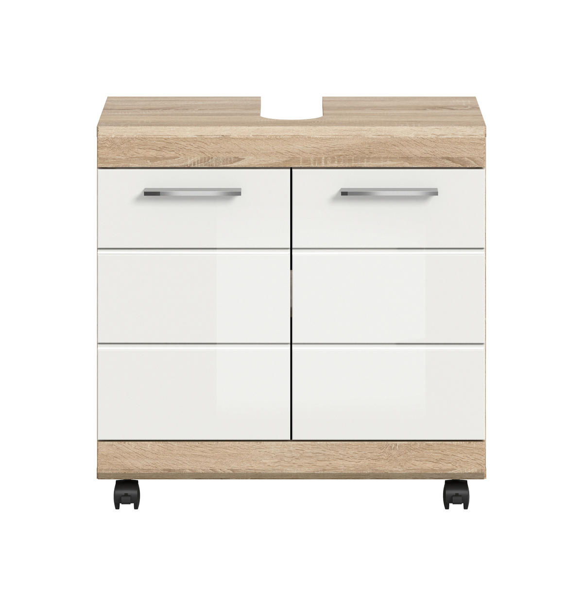 TVÄTTSTÄLLSUNDERSKÅP 60/60/34 cm  - Sonoma ek/vit högglans, Trend, trämaterial/plast (60/60/34cm) - MID.YOU