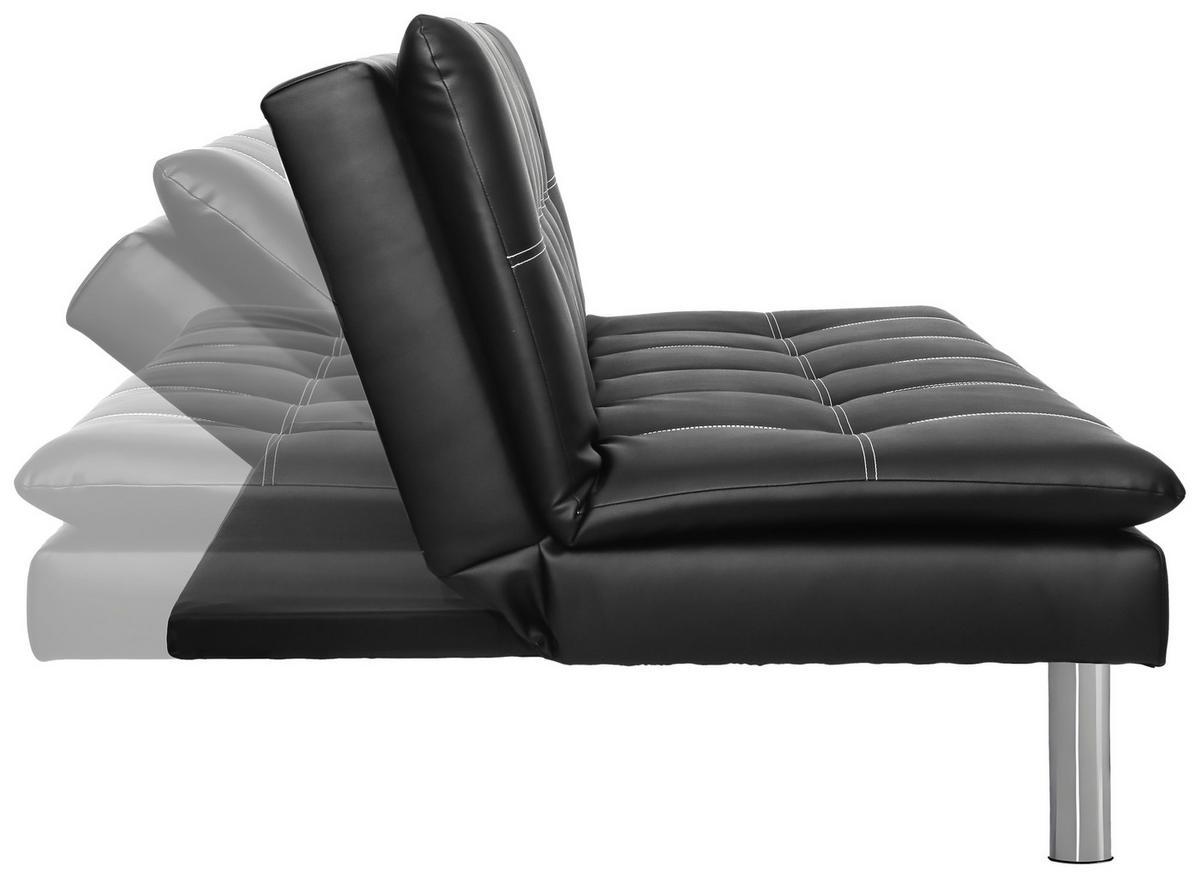 SCHLAFSOFA Lederlook Schwarz  - Silberfarben/Schwarz, Design, Textil/Metall (180/78/93cm) - P & B