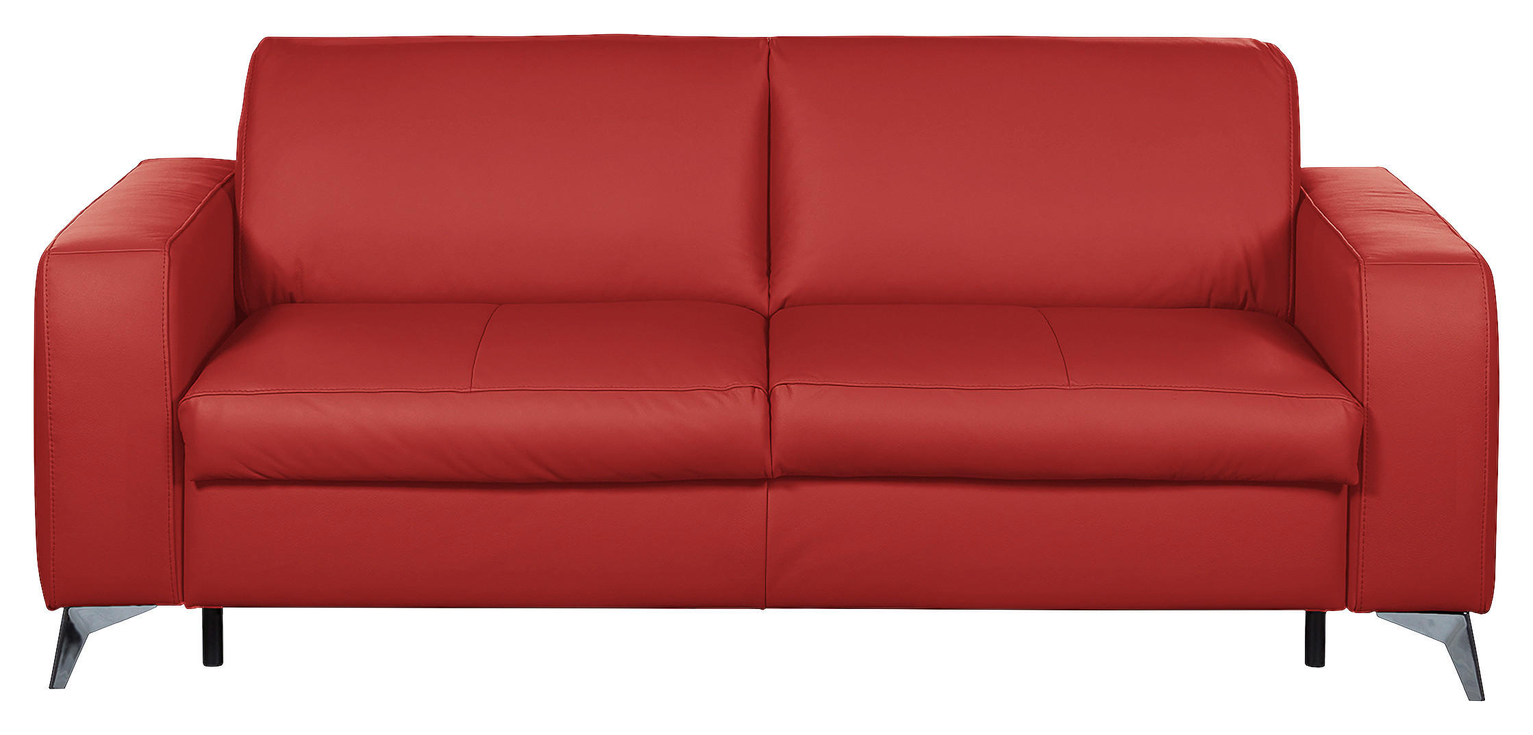 SCHLAFSOFA Rot Echtleder  - Silberfarben/Rot, Design, Leder/Metall (204/84/104cm) - Livetastic