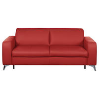 SCHLAFSOFA Leder Rot  - Silberfarben/Rot, Design, Leder/Metall (204/84/104cm) - Livetastic