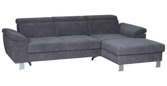 ECKSOFA in Webstoff Grau  - Silberfarben/Grau, Design, Textil/Metall (250/167cm) - Xora