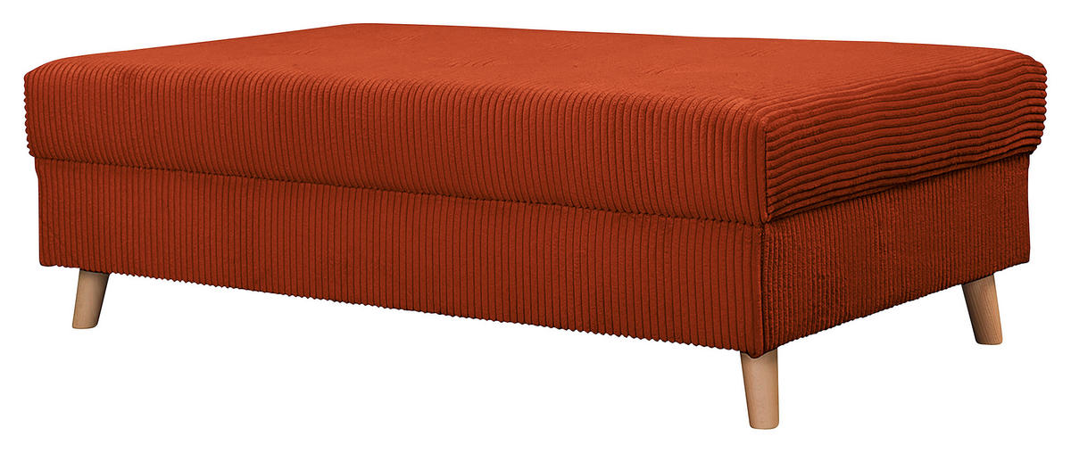 ECKSOFA inkl. Hocker Ariella in Cord Rostfarben  161/231 cm  - Rostfarben/Naturfarben, Design, Holz/Textil (161/231cm) - Livetastic