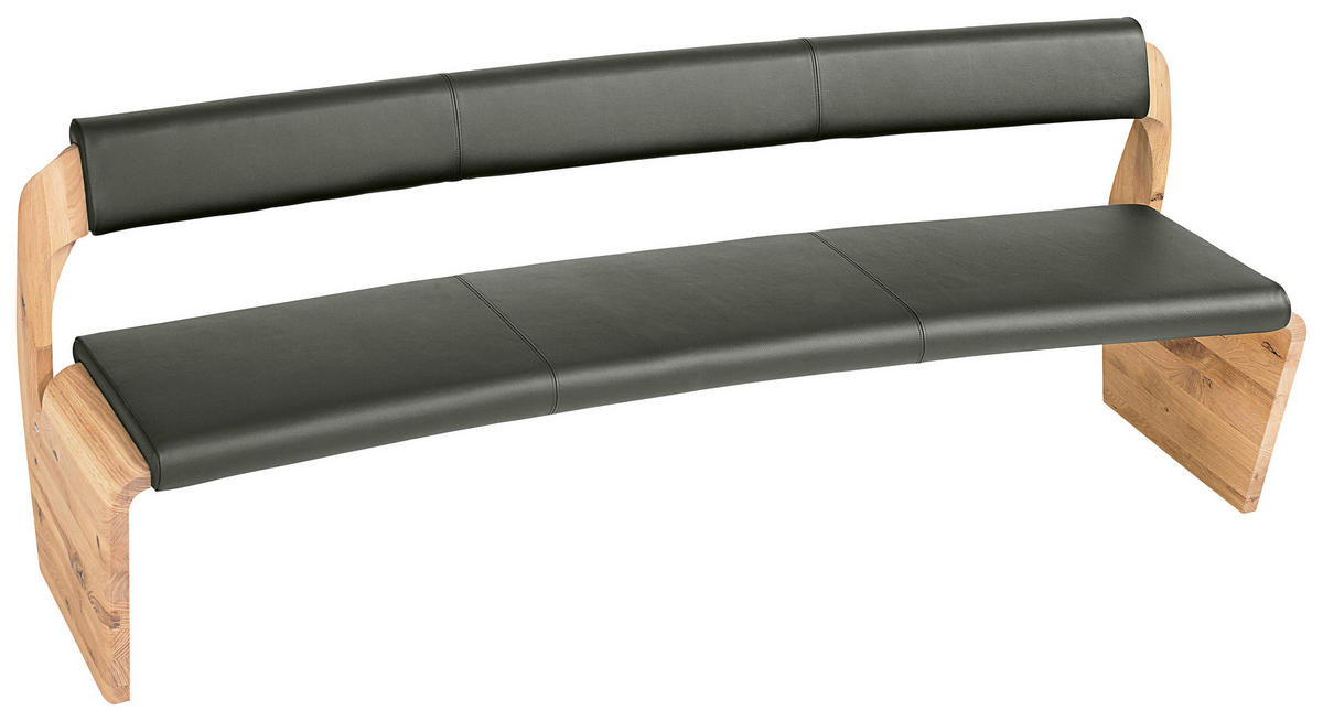 SITZBANK 227/84/70 cm  in Grau, Eichefarben  - Eichefarben/Grau, Natur, Leder/Holz (227/84/70cm) - Voglauer