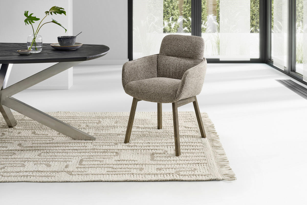 ARMLEHNSTUHL   Struktur  - Dunkelbraun/Grau, MODERN, Holz/Textil (61/88/59cm) - MID.YOU