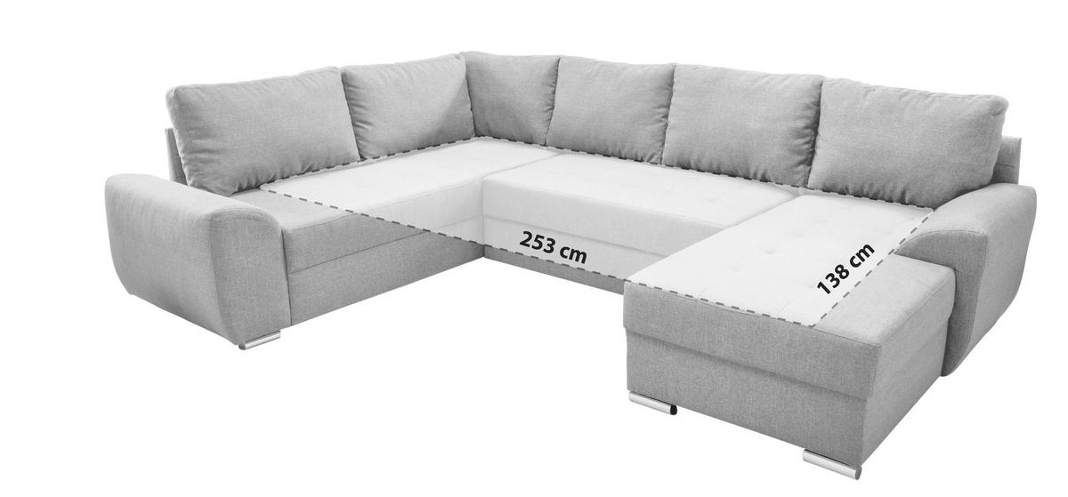 SJEDEĆA GARNITURA tekstil  siva   - siva/crna, Konvencionalno, tekstil/metal (218/292/156cm) - Livetastic