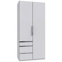 DREHTÜRENSCHRANK Weiss  - Chromfarben/Weiss, Modern, Holzwerkstoff/Metall (100/216/58cm) - MID.YOU