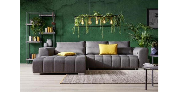 ECKSOFA in Webstoff Braun, Grau  - Silberfarben/Braun, Design, Kunststoff/Textil (218/304cm) - Carryhome