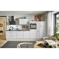 KÜCHENBLOCK PN 80 370 cm  in Graphitfarben, Hellgrau  - Edelstahlfarben/Hellgrau, Design, Holzwerkstoff/Metall (370cm) - Pino