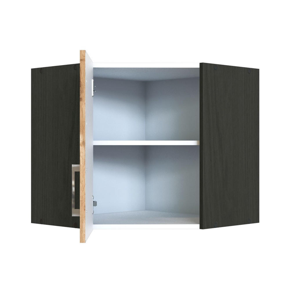 Thumbnail - Held Küchenoberschrank, Anthrazit, Eiche Wotan, Holzwerkstoff, 1 Fächer, 60x57x60 cm, Made in Germany, hängend, Küchen, ...