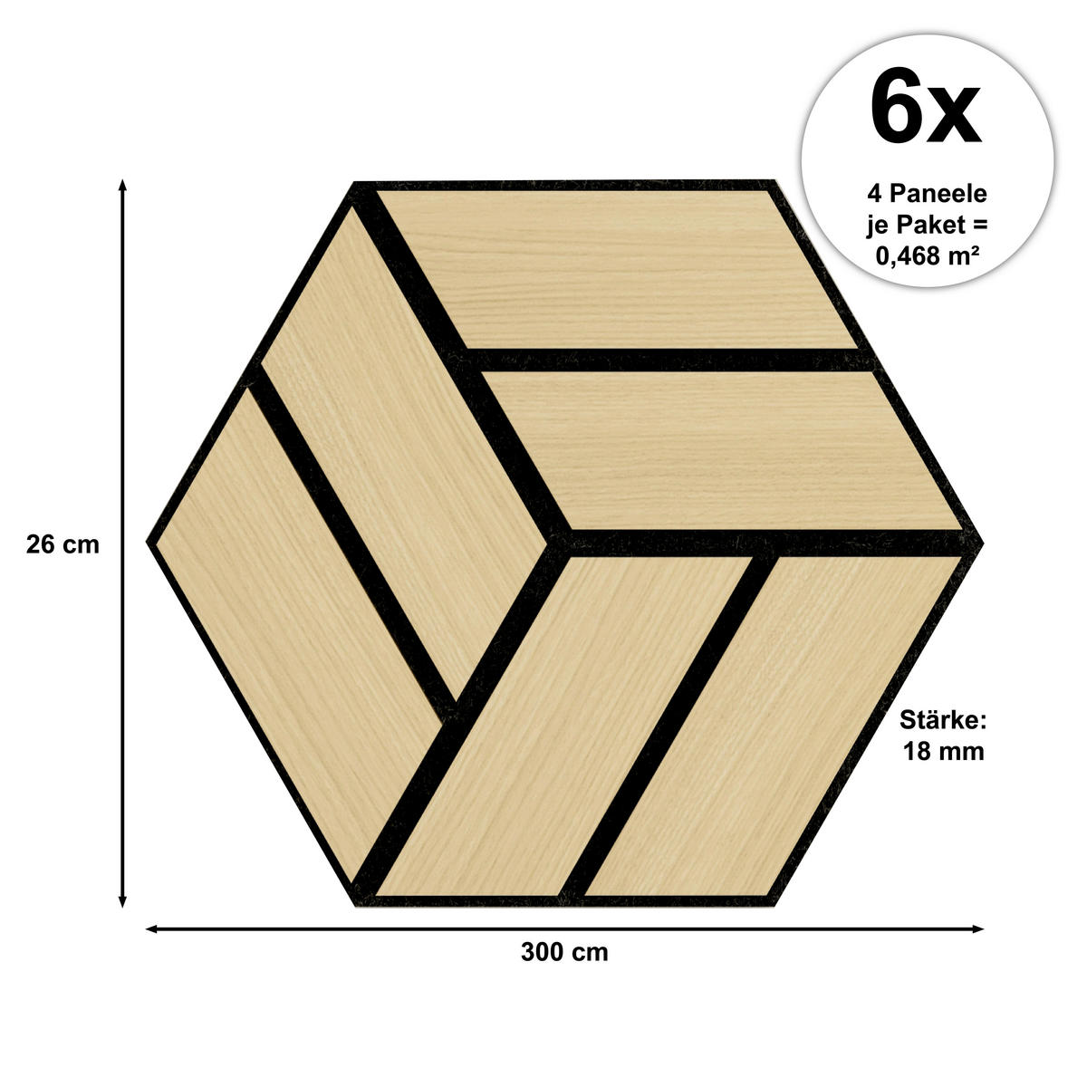 AKUSTIKPANEEL teilmassiv Sonido Single Hexagon  - Hellbraun/Eichefarben, Basics, Holzwerkstoff/Kunststoff (30/26/1.8cm) - Novel