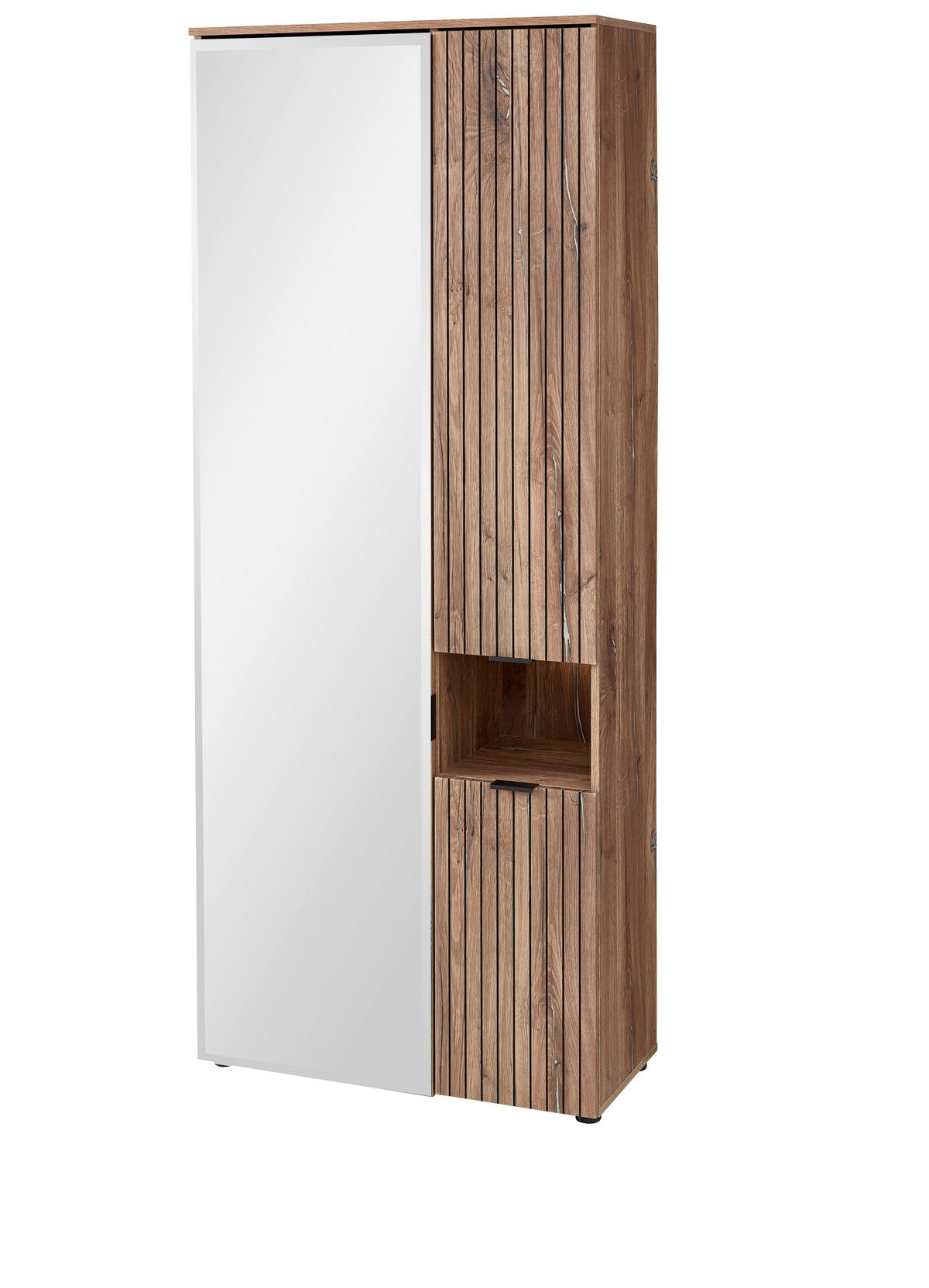 GARDEROBNA OMARA barve hrasta - črna/barve hrasta, Moderno, kovina/steklo (82/204/38cm) - MID.YOU