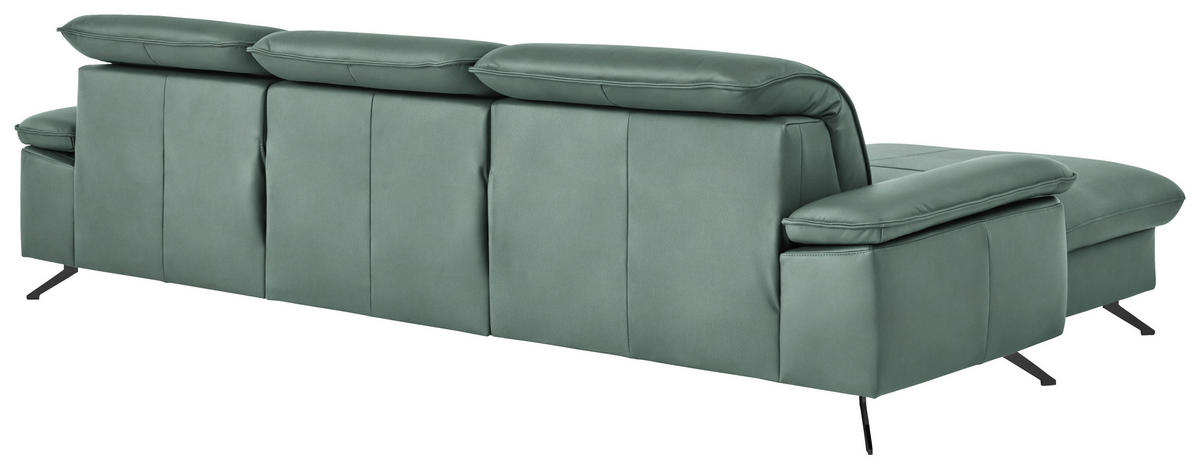ECKSOFA  Echtleder Opal  - Opal/Schwarz, Design, Leder/Metall (169/307cm) - Beldomo Premium