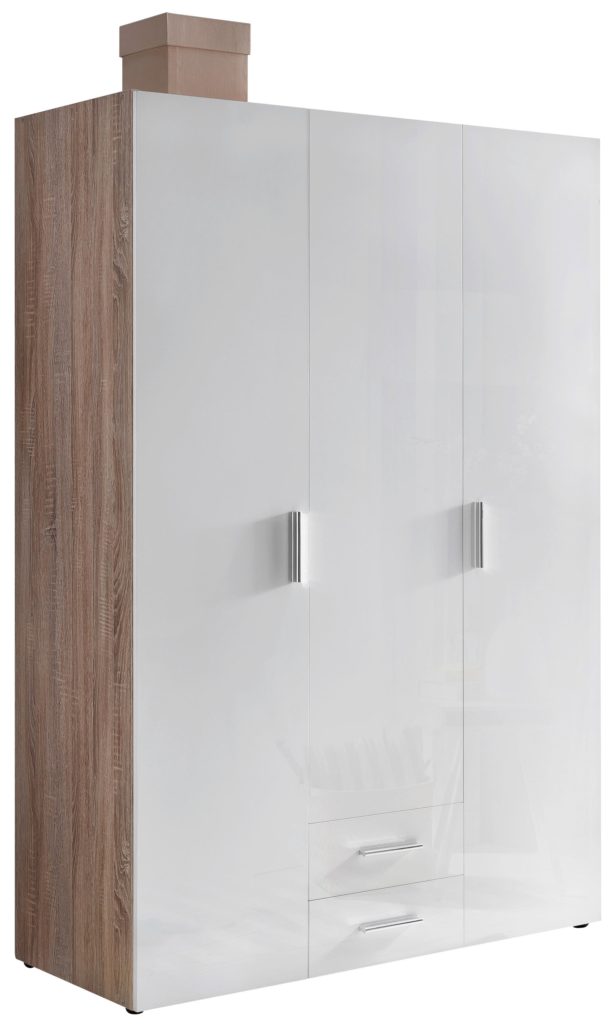 Xora SKŘÍŇ NA ODĚV, bílá, barvy dubu, 120/185/54 cm - bílá,barvy dubu - kompozitní dřevo
