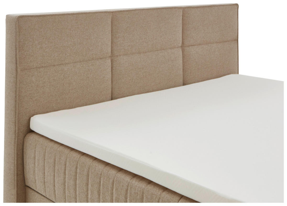 BOXSPRINGBETT 180/200 cm,  in Taupe, Bettkasten, Topper, H3 = fest  - Taupe/Eichefarben, KONVENTIONELL, Holz/Textil (180/200cm) - Boxxx