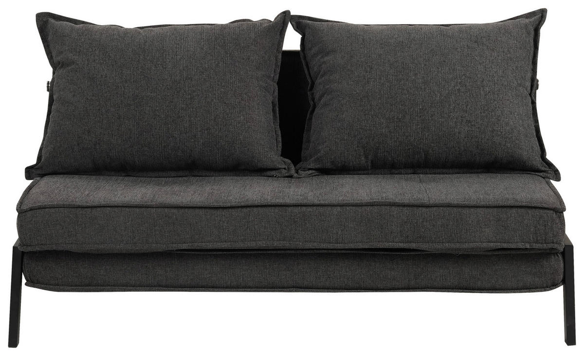 KANAPÉÁGY sötétszürke  - fekete/sötétszürke, Design, textil/fém (151/70/86/97cm) - Livetastic