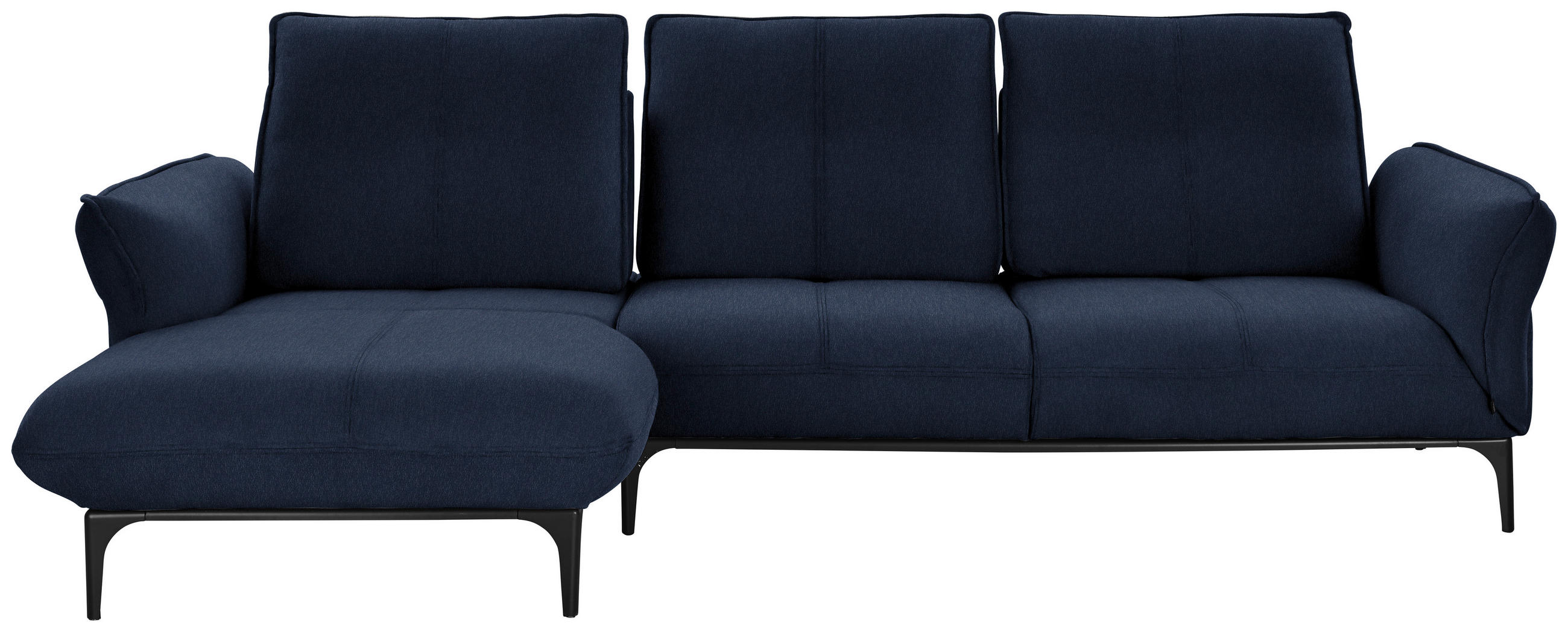 ECKSOFA in Echtleder Dunkelblau  - Schwarz/Dunkelblau, Natur, Leder (182/277cm) - Valnatura