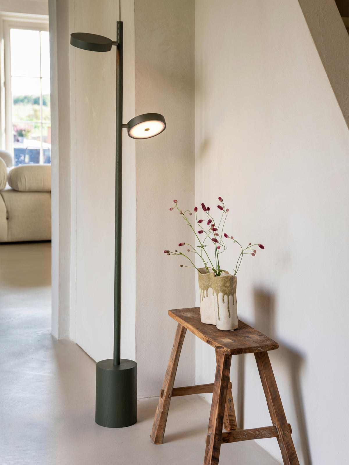 STEHLEUCHTE 40/146 cm    - Dunkelgrün/Weiß, Trend, Holz (40/146cm) - Good & Mojo