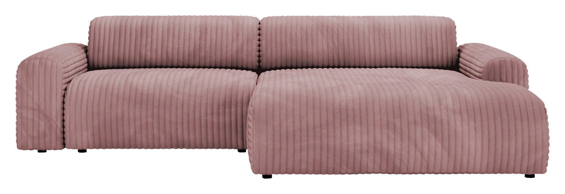ECKSOFA in Cord Altrosa  - Schwarz/Altrosa, Design, Kunststoff/Textil (292/178cm) - Livetastic