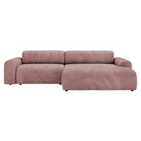 ECKSOFA in Cord Altrosa  - Schwarz/Altrosa, Design, Kunststoff/Textil (292/178cm) - Livetastic
