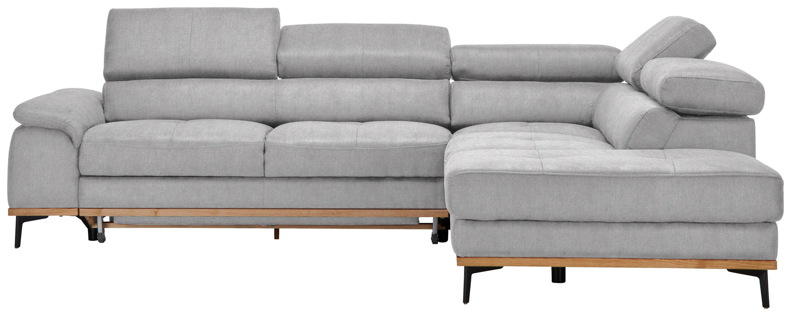 ECKSOFA Creme Webstoff  - Creme/Schwarz, Natur, Holz/Textil (282/226cm) - Novel