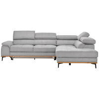 ECKSOFA Creme Webstoff  - Creme/Schwarz, Natur, Holz/Textil (282/226cm) - Novel