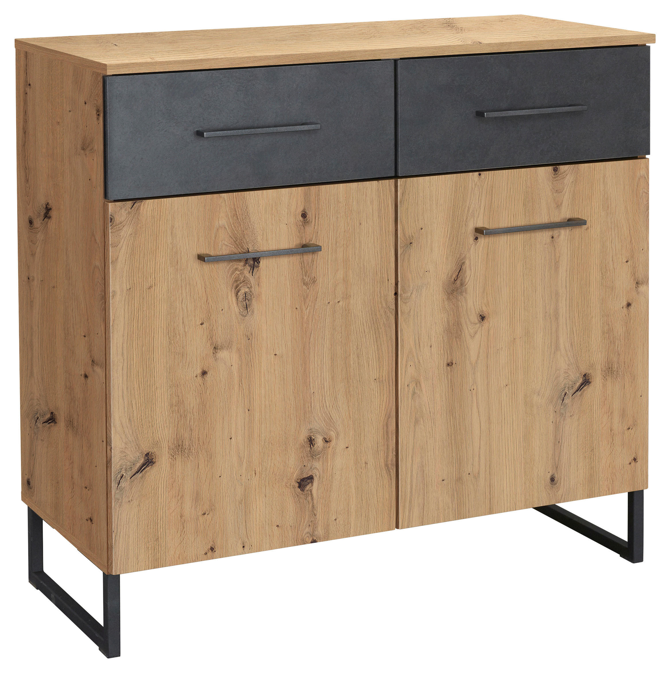 Rauch Möbel Kommode Anthrazit, Graphit, Eiche Artisan 93x92x44 cm